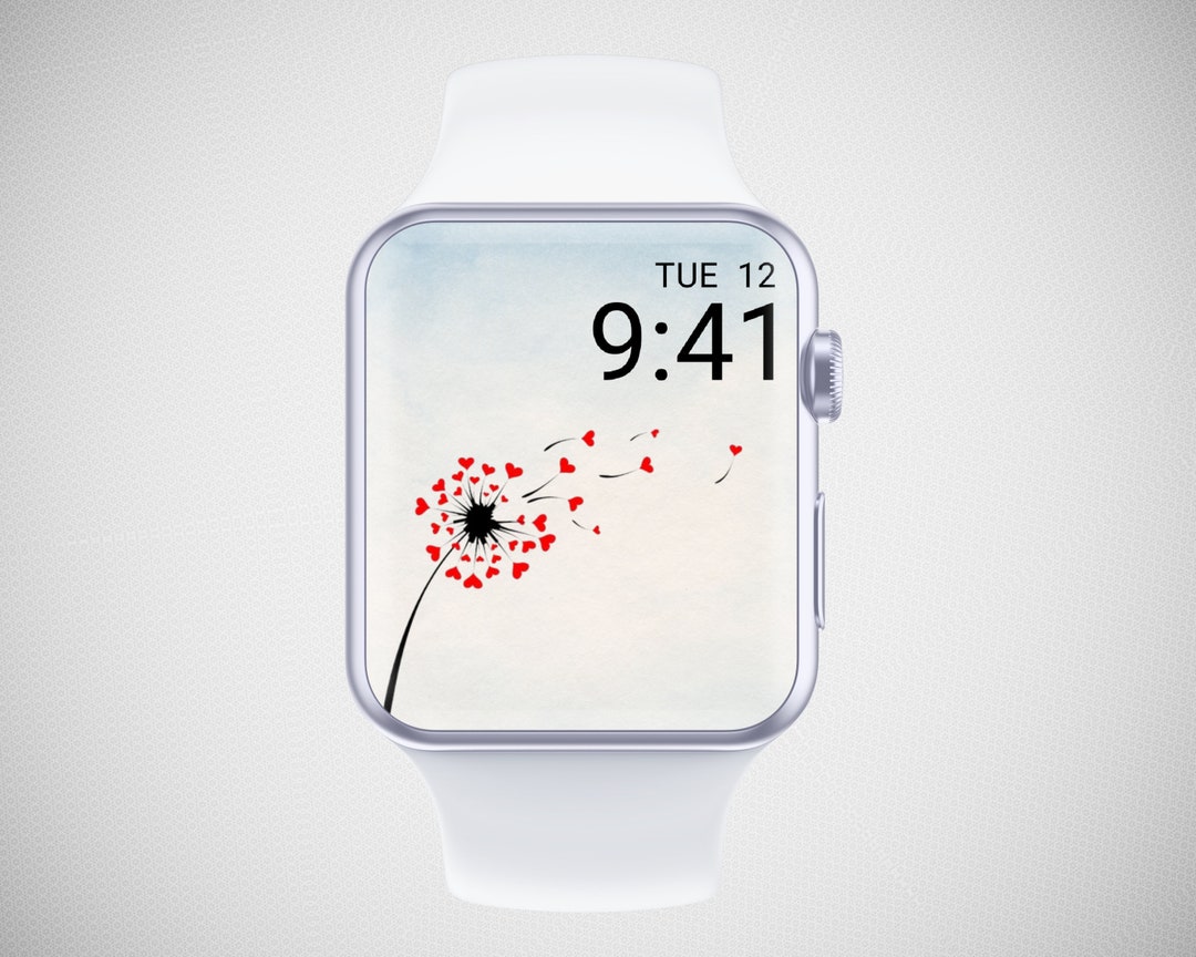 Dandelion Heart Apple Watch Wallpaper, Valentine's Day Watch Face