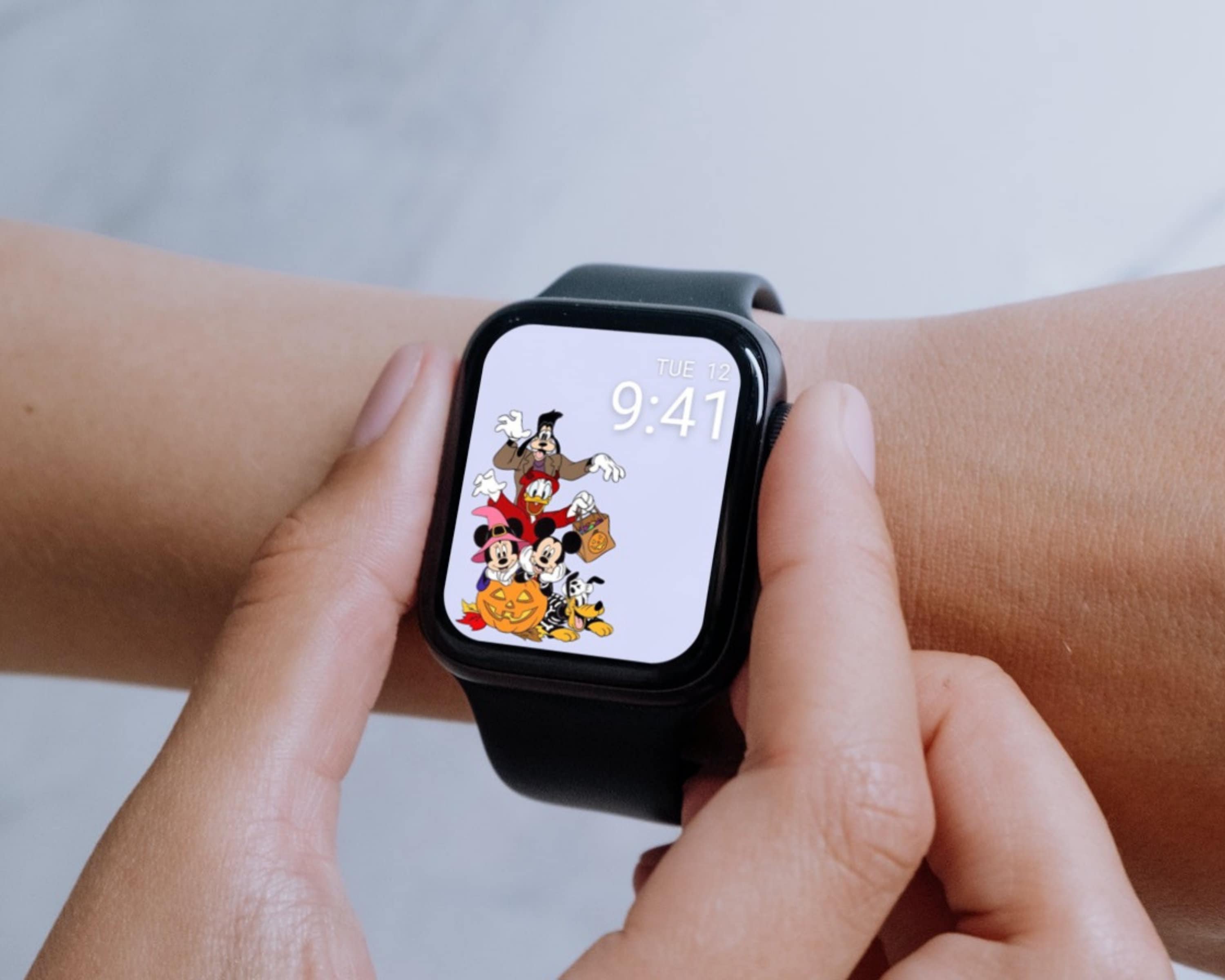 Halloween Mickey Mouse Apple Watch Wallpaper Fall Smartwatch Background Autumn Watch Face Pumpkin Watch Screensaver Cartoon Aesthetic Etsy