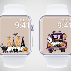 Halloween Gnomes Apple Watch Wallpaper, Fall Smartwatch Background, Autumn Watch Face, Pumpkin Truck Watch Screensaver, Cute Cozy Aesthetic