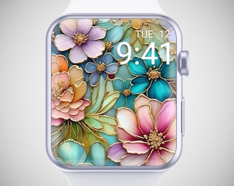 3D Floral Apple Watch Wallpaper, Vibrant Rainbow Watch Face, Spring Watch Screensaver, Summer Watch Background, Elegant Flower Aesthetic
