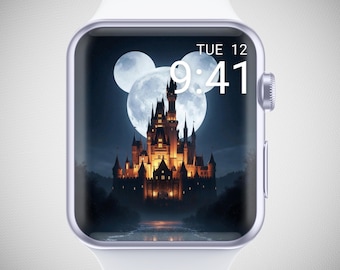 Magic Kingdom Apple Watch Wallpaper, Festive Smartwatch Background, Winter Watch Face, Mickey Mouse Cartoon Watch Screensaver Aesthetics
