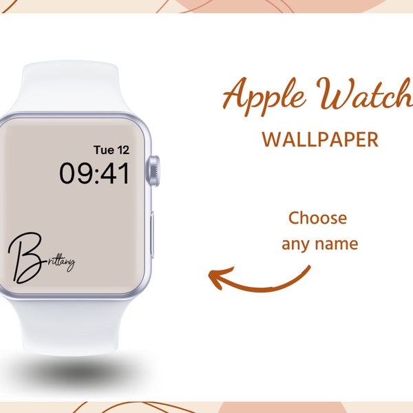 Personalized Apple Watch Wallpaper | Monogram Smartwatch Background | Custom Name Digital Watch Face | Minimalist Beige | Line Art Gift