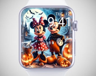 3D Fall Mickey Mouse Apple Watch Wallpaper, Halloween Watch Background, Ghost Watch Face, Pumpkin Watch Screensaver, Retro Cartoon Aesthetic