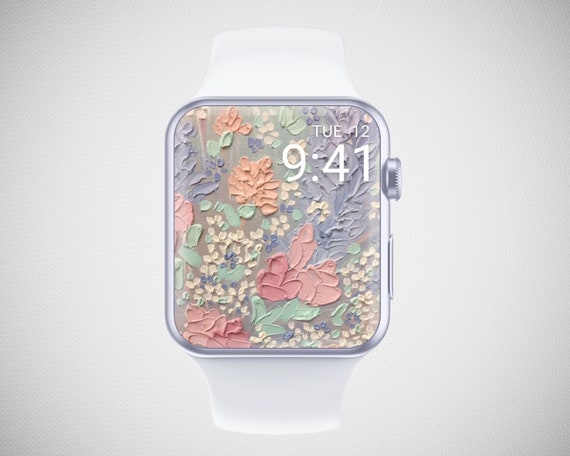 Oil Painting Apple Watch Wallpaper, Floral Watch Face, Acrylic Paint Watch Background, Watercolor Watch Screensaver, Summer Vibe Aesthetics