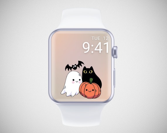 Cute Halloween Apple Watch Wallpaper Fall Smartwatch Background Autumn Watch Face Cute Kawaii Ghost Black Cat Watch Screensaver Aesthetic Etsy