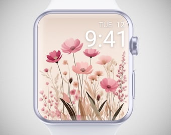 Meadow Flower Apple Watch Wallpaper, Spring Flower Watch Face, Oil Painting Watch Face, Feminine Flower Watch Background, Elegant Aesthetic