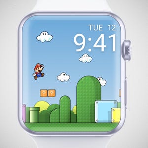 Super Mario Apple Watch Wallpaper, Cartoon Smartwatch Hintergrund für Kinder, lustiges Ziffernblatt für Kinder, Retro Game Boy Watch Bildschirmschoner