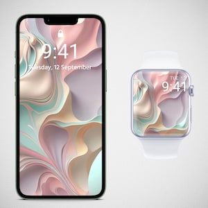 Sfondo del telefono con onde 3D e sfondo dell'Apple Watch, quadrante dell'orologio liquido pastello, sfondo dell'orologio primaverile, salvaschermo setoso dell'orologio, estetica dell'atmosfera estiva