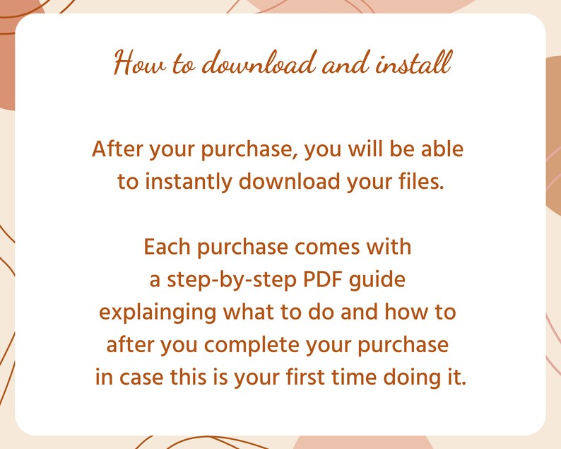 May include: A digital download guide with text that reads "How to download and install." The guide explains how to download files instantly after purchase and includes a step-by-step PDF guide.