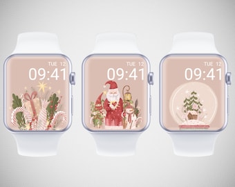 Christmas Apple Watch Wallpaper Set of 3, Smartwatch Background, Festive Watch Face Bundle, Santa Watch Wallpaper, Winter Holiday Aesthetics