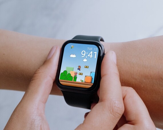 Sfondo di Super Mario per Apple Watch sfondo di cartoni animati per smartwatch per bambini divertente quadrante per bambini salvaschermo per Game Boy retro Etsy Italia
