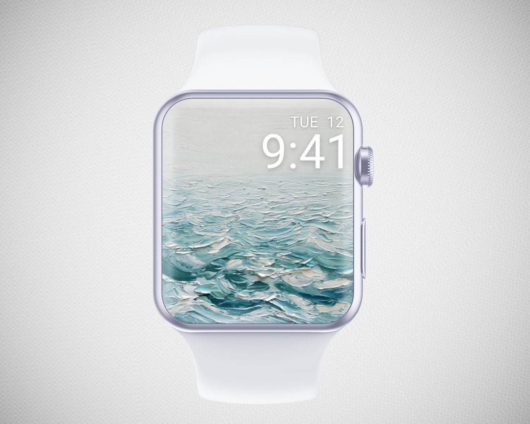 Oil Painting Apple Watch Wallpaper, Watercolor Watch Face, Ocean Waves