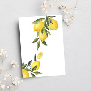 Printable greeting card. Download and print on A4 paper at home or print house | Instant download | Card with lemons | Easy to use |
