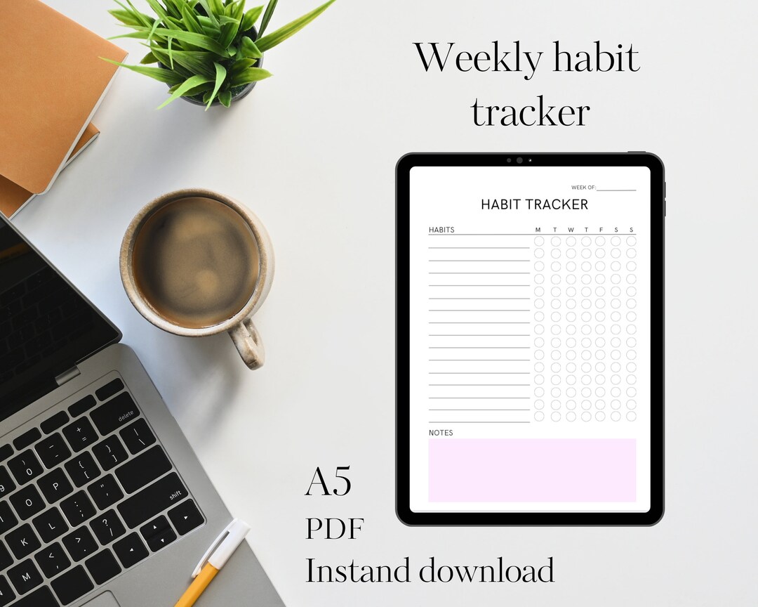 Weekly Habit Tracker | Printable | A5 Format | PDF File | Routine ...