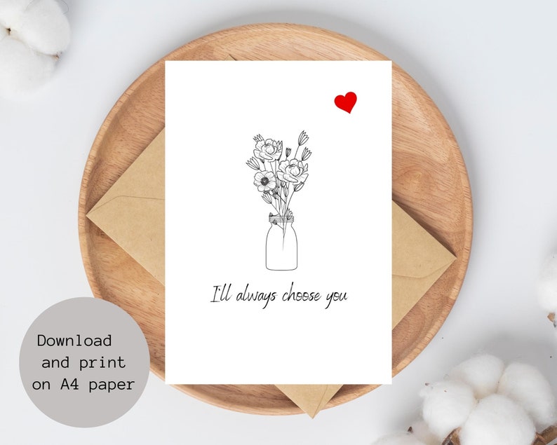 Printable Card I'll Always Choose You Minimalist Style Digital Download ...