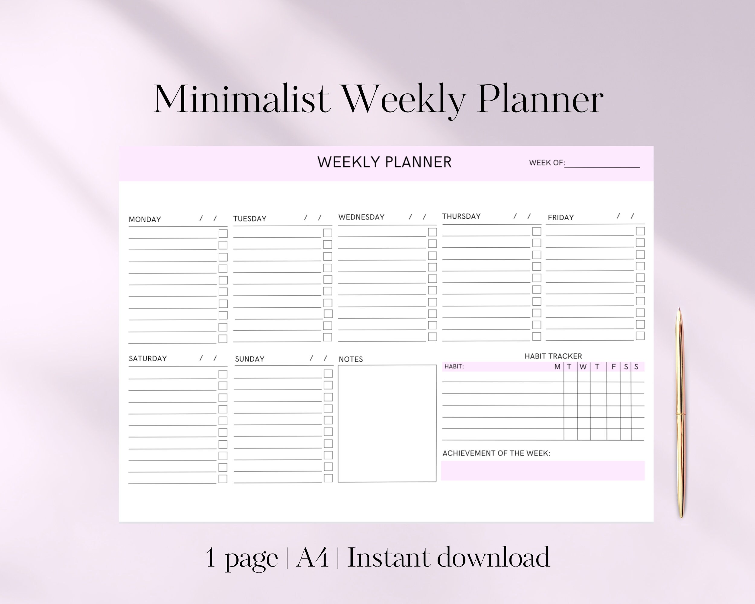 Printable Weekly Planner | Productivity Planner | Download & Print ...