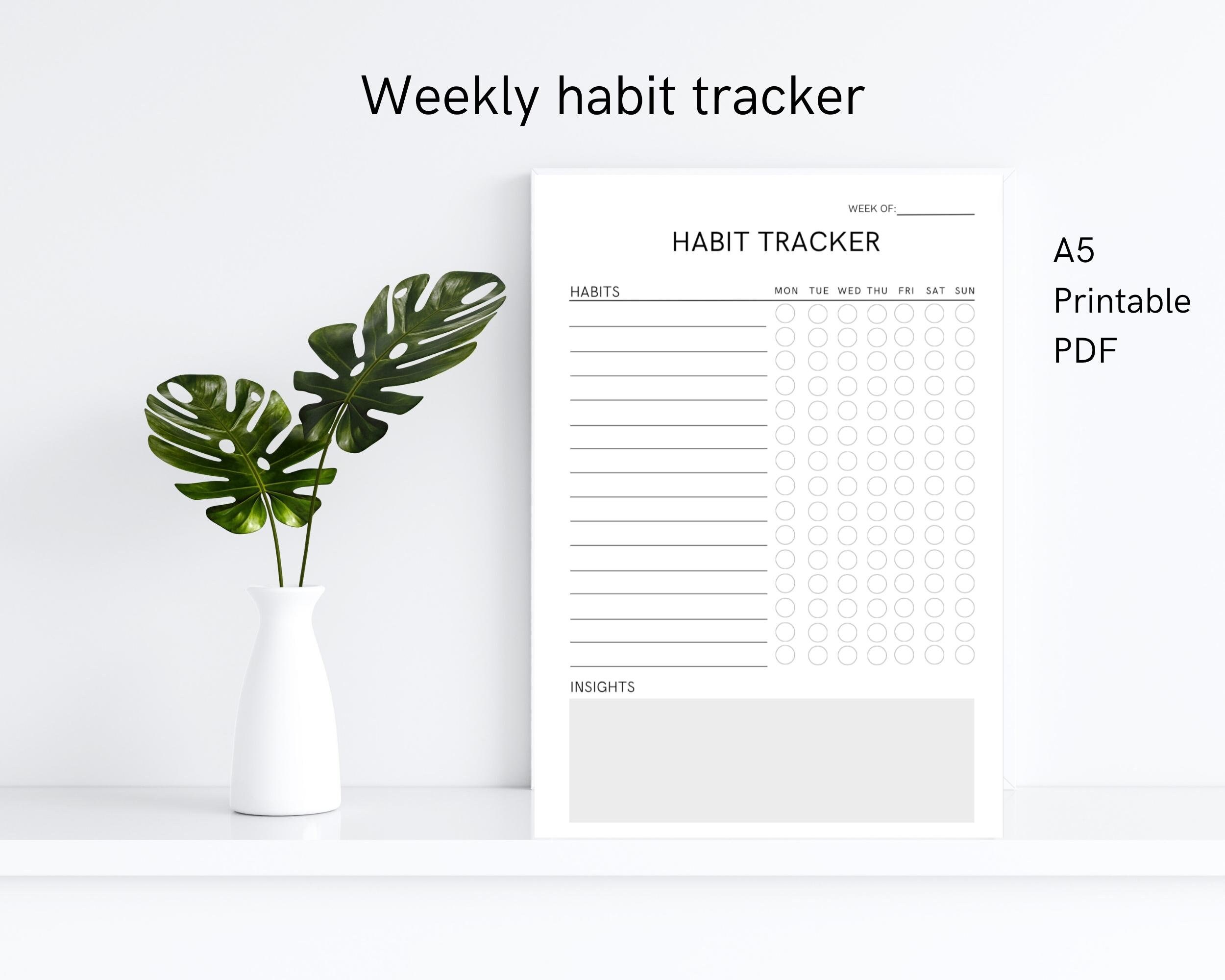 Tracker Pdf Format Weekly Habit Tracker | A5 Format | PDF File | Routine Tracker | Instant ...