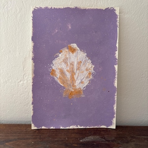 Dipinto di conchiglie viola e arancioni – Arte originale fatta a mano con tecniche miste