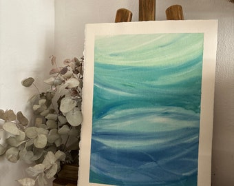 Original Abstract Sea Watercolor Painting – Handmade Ocean Art on Paper – Unique Coastal Artwork