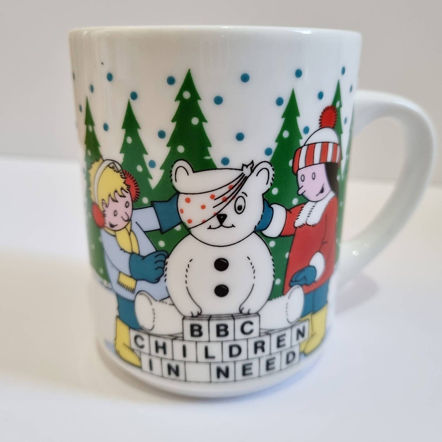 Children in Need Pudsey Bear Christmas Coffee Mug Tea Cup 1986 80s