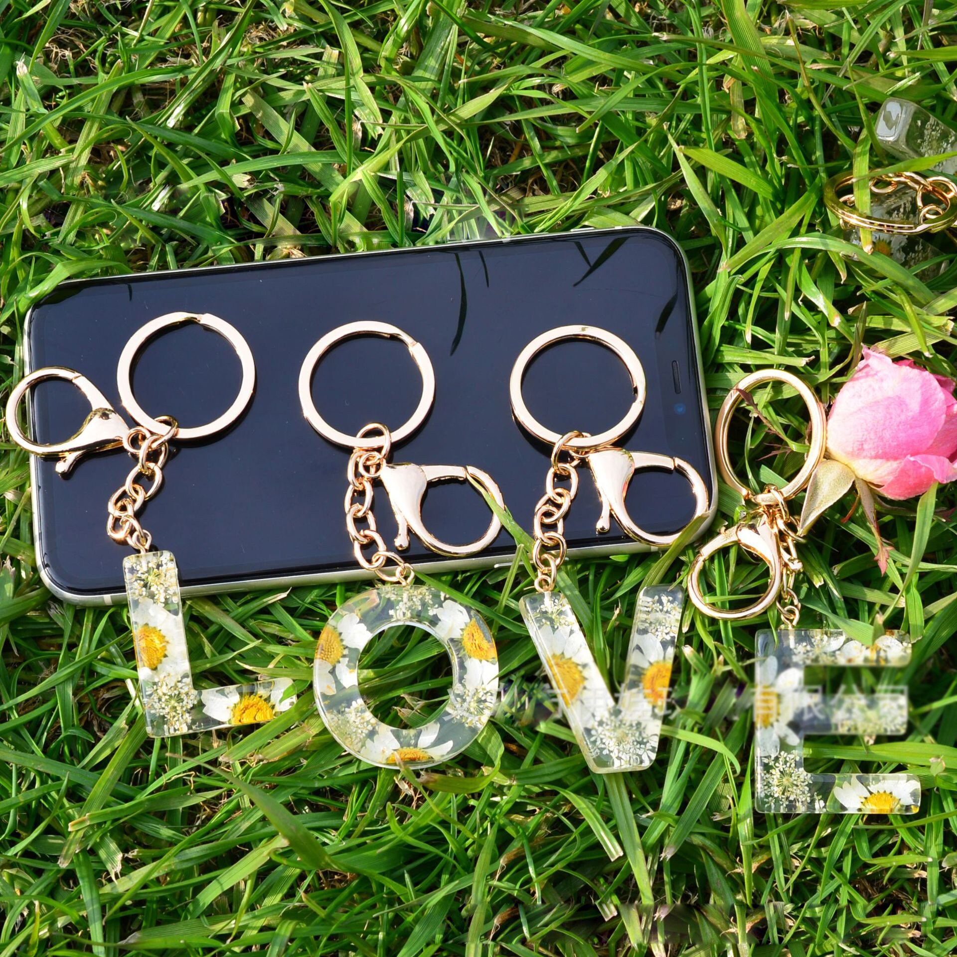 Beautiful Keychains With Letters Keychains or for Your Bag From A to Z With a Pompom or Brush With ...