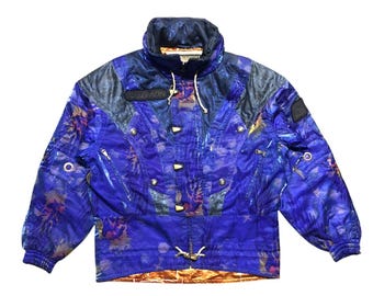 Vintage Salomon Ski Jacket Over Print Winter Jacket Nice Design