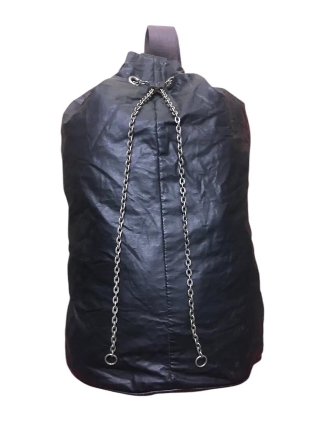 90s Jeans Paul Gautier Homme Leather Boxer Bag With Chain Black, foto 2 di 5
