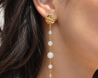 Pendientes atenienses de piedra natural y acero inoxidable • 4 piedras naturales a elegir • Acabado en oro o plata • Joyería hecha a mano