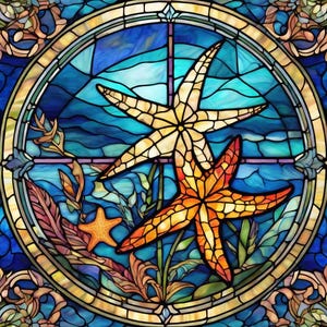 Stained Glass Starfish Full Drill DIY Diamond Painting Kit