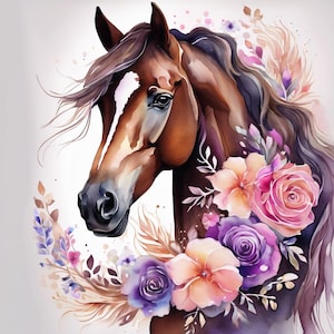 Blossoms and Bridle Horse Full Drill DIY Diamond Painting Kit