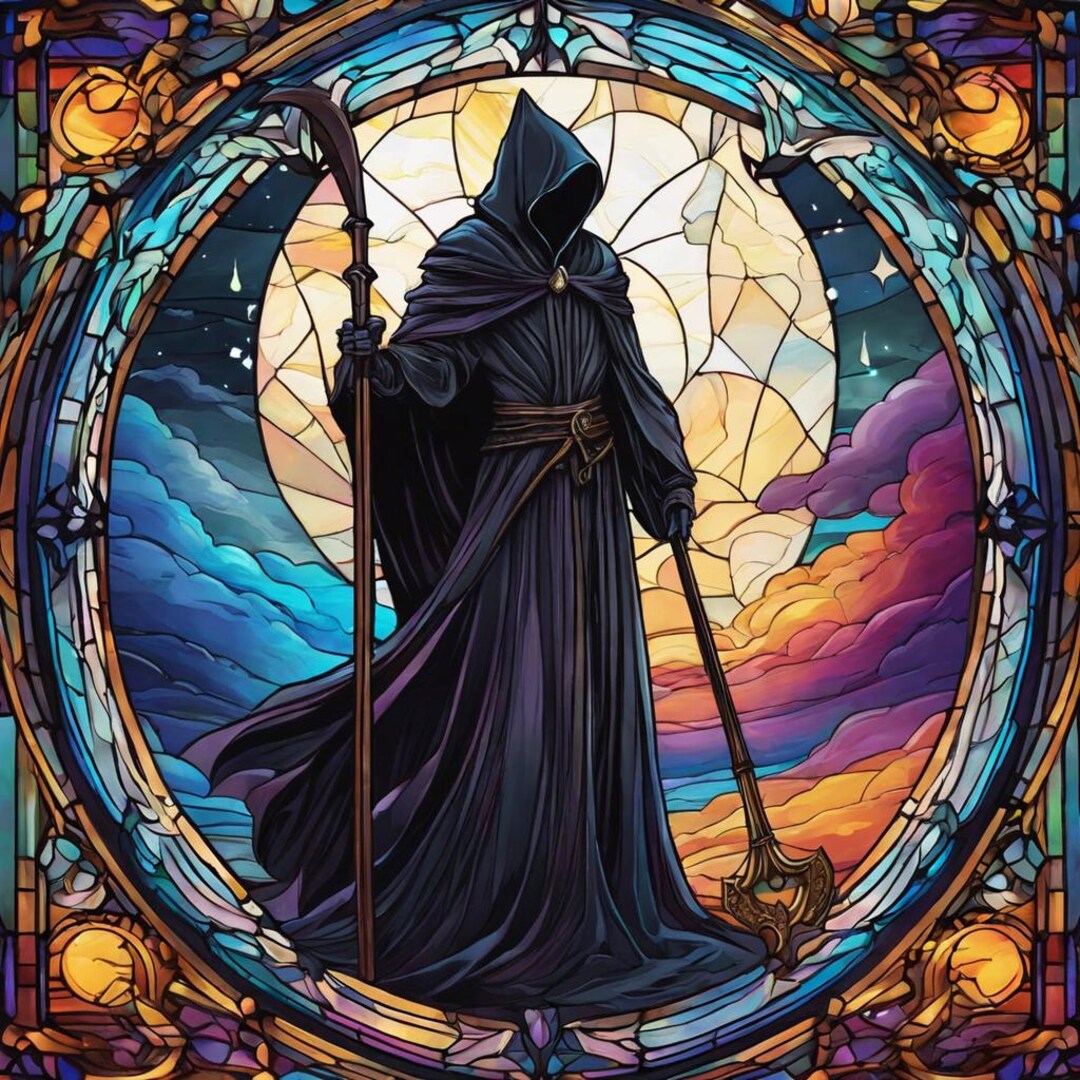 Reaper Rounds Stained Glass Grim Reaper Full Drill DIY Diamond Painting Kit Round ...