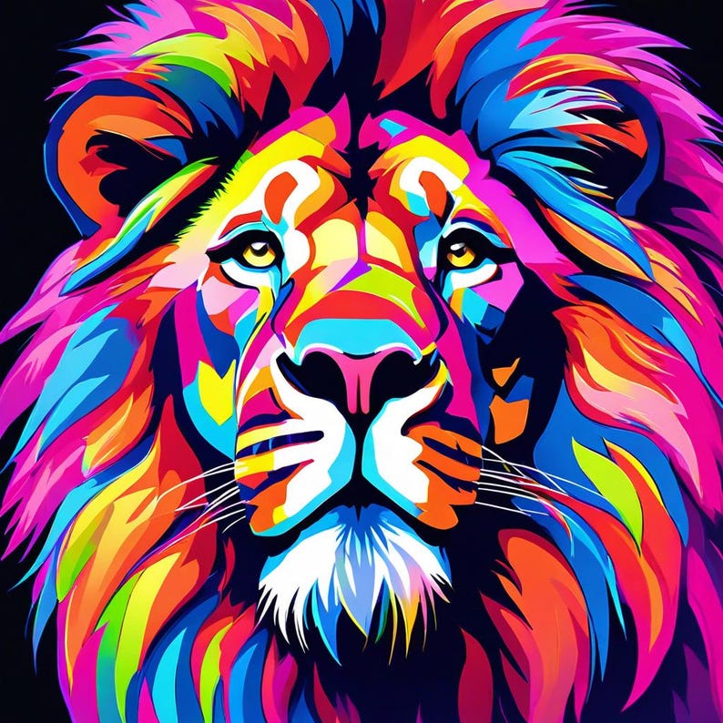 Roaring Colors the Vibrant Majesty of the Lion Full Drill DIY Diamond