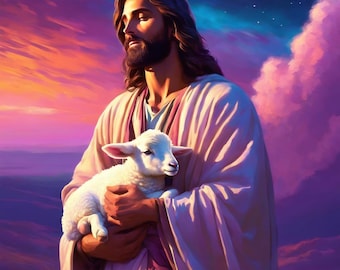 Jesus and the Lamb Full Drill DIY Diamond Painting Kit
