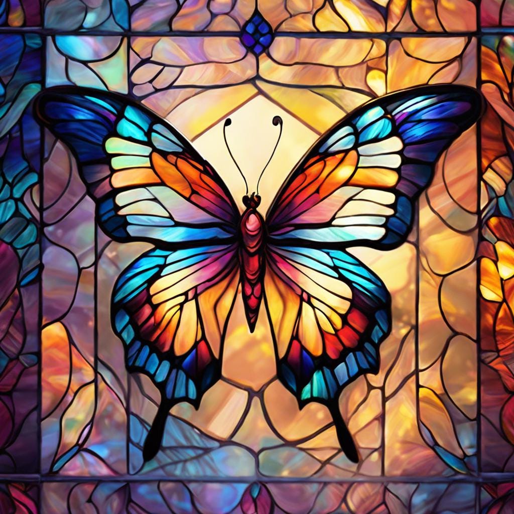 写真 Stained Glass Style Butterfly Full Drill DIY Diamond Painting Kit