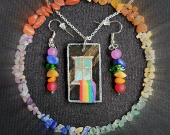 Rainbow Pride Earrings and Necklace