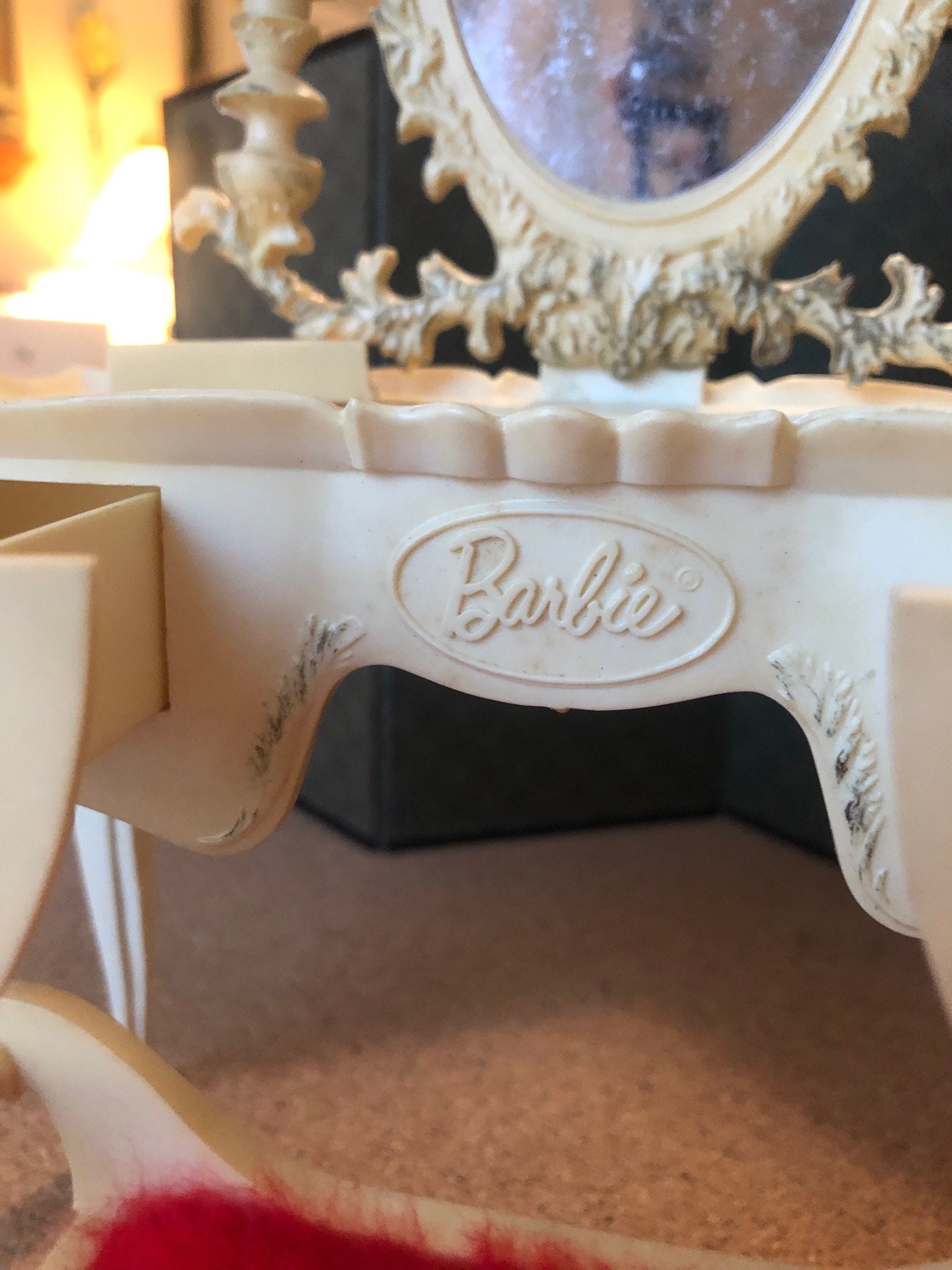 Vintage Barbie Dressing Table With Stool and Rug Etsy