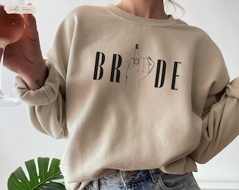 Damen Minimalist JGA Bride & Team Sweatshirts, ästhetischer Braut Pullover, Hochzeitsgeschenk für Bräute, Braut Rundhals, einzigartige Brautjungfern Geschenke