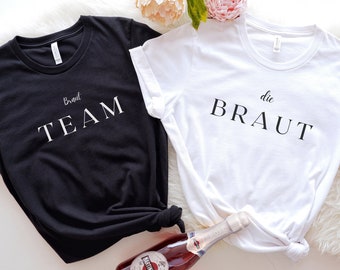 Woman JGA T-shirt Braut & Team simple and modern, Braut Team Shirt, Bachelorette Party Tshirt, Engagement T shirt, Wedding Shirts Set