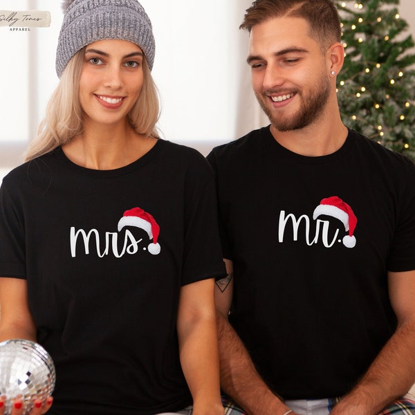 Mr and Mrs Matching Couples Christmas Shirts, Christmas Couple Matching Pajamas, Wife and Husband T Shirts, Christmas Gift for Couples