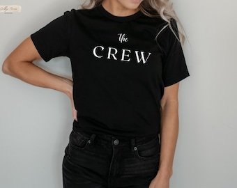 "Frauen JGA T-Shirt ""Bride & Crew"" einfach und modern, Hochzeitsgeschenk für Bräute, Team Braut-T-Shirt, Junggesellinnenabschied-Shirt, Verlobungs-t-Shirt."