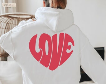 Trendiger übergroßer Rückendruck-Monogramm-Liebes-Hoodie für Frau, Rücken bedruckter Liebes-Hoodie, Monogramm-Hoodie, Liebes-Kapuzenpullover-Geschenk für sie