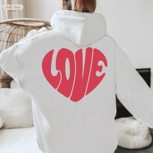 Trendy oversized back print monogram love hoodie for woman, back printed love hoodie, monogram hoodie, love hooded sweatshirt gift for her