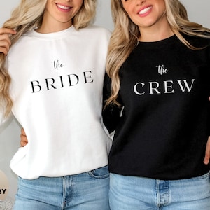 Sweatshirts JGA Bride & Crew simples et modernes pour femmes, sweat-shirt mariée, cadeau de mariage pour les mariées, pull mariée, col ras du cou de fiançailles image 1