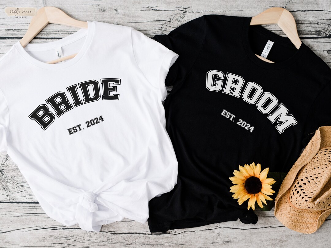 JGA Matching Couples T-shirts Bride & Groom, Wedding Gift for Couples ...