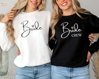 Pull JGA Bride & Crew pour femme, sweat-shirt JGA mariée, pull ras du cou mariée minimaliste, cadeau de mariage pour les mariées, pull de la mariée de l'équipe