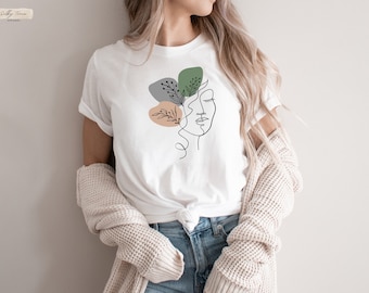 Woman boho face line art shirt, line art shirt, boho shirt, boho art shirt, minimal boho shirt, boho lover shirt, boho clothing