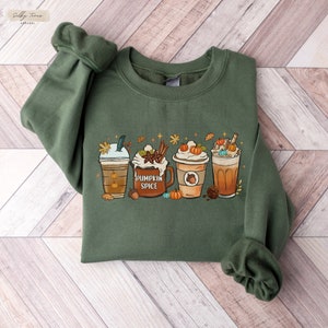 Fall Coffee Cup Sweatshirt for Women, Cute Coffee Latte Drink Sweater, Pumpkin Spice Crewneck, Coffee Lover Gift, Fall Gift for Women