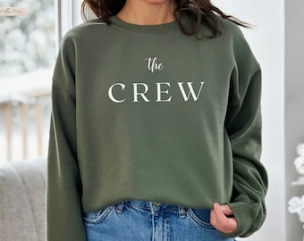 Minimalistischer JGA Bride & Crew Pullover für Damen, Team Braut Rundhalsausschnitt, Braut Sweatshirt, Hochzeitsgeschenk für Bräute, JGA Pulli, Brautjungfern Geschenk