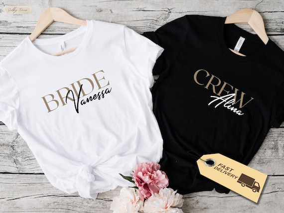 Maglietta T-Shirt Personalizzata con Scritta Bride e Cuoricino – Idea Regalo per Addio al Nubilato, per la Sposa | Olallà