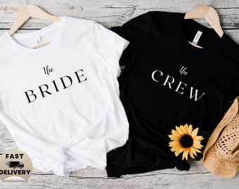 T-shirts JGA minimalistes pour femme, mariée et équipe, cadeau de mariage pour les mariées, t-shirt de la mariée de l'équipe, chemise EVJF, t-shirt de fiançailles